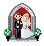 Wedding Couple in Front of Church~Personalized Christmas Ornament