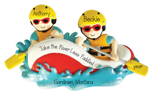 White Water Rafting Couple~Personalized Ornament