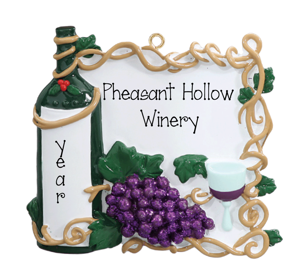 Personalized Bottle of WINE Ornament~Winery Ornament~Christmas Ornaments~Hand Personalized Ornament~Personalized Gifts